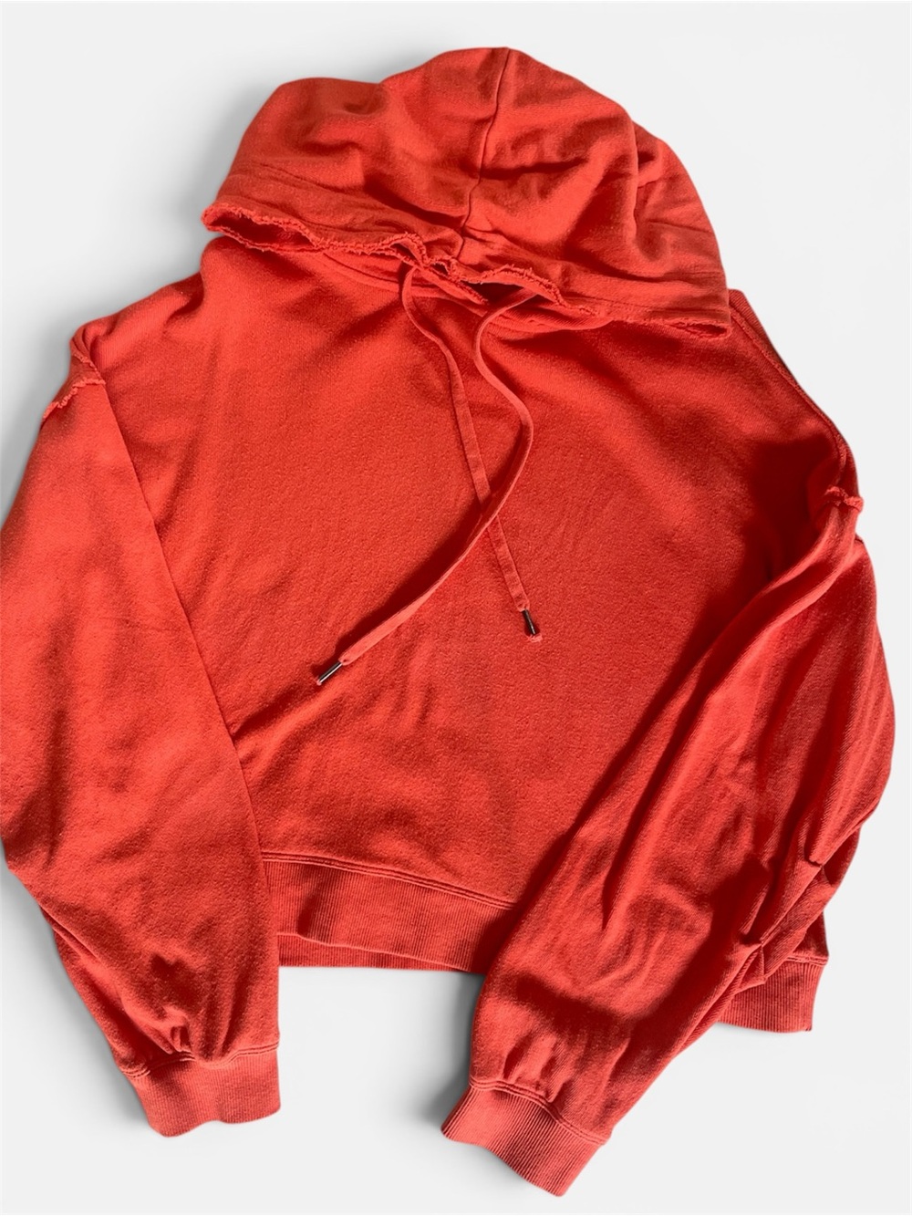 Splendid Coral Cotton Cropped Hoodie